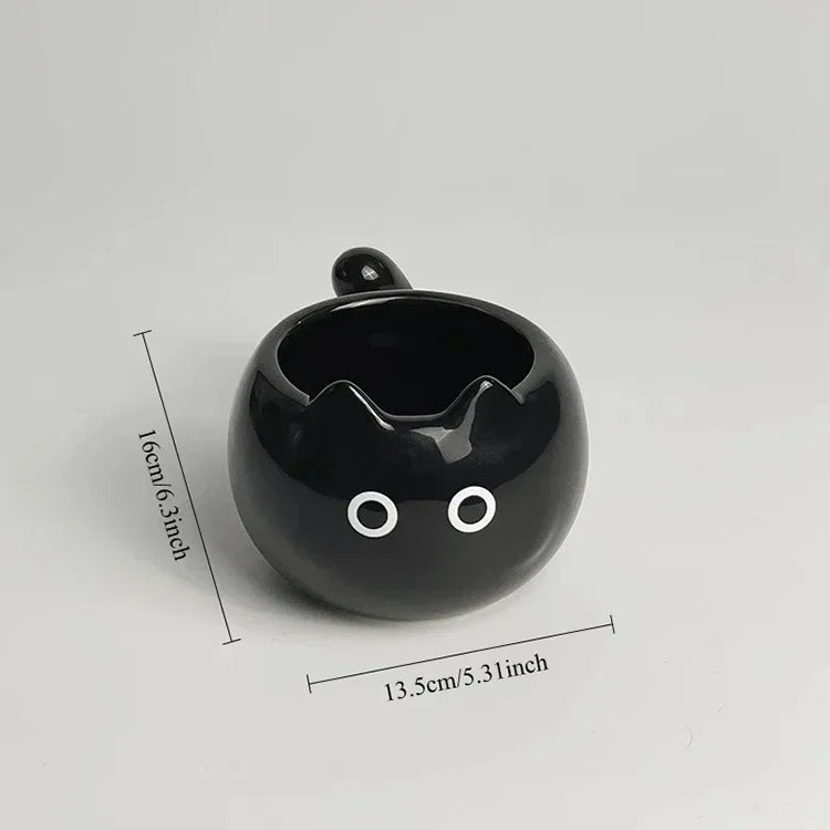 Tasse en Céramique Forme de Chat Siamois 210 ml Avec Soucoupe