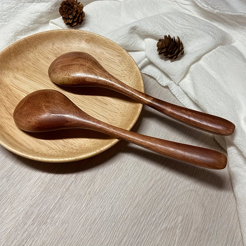 2 Cuillères En Bois Naturel Pour Mélanger Et Manger — photo 6
