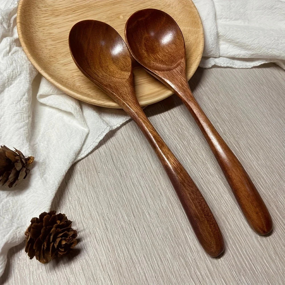 2 Cuillères En Bois Naturel Pour Mélanger Et Manger — photo 8