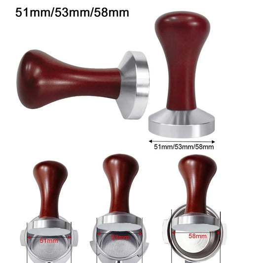 Tasseur à Café Base Plate Poignée Bois Aluminium 51/53/58 mm