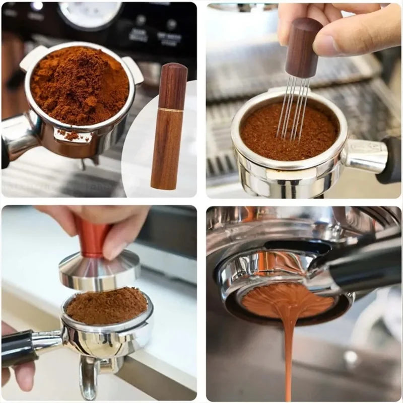 Agitateur Aiguille pour Café Expresso Manche Bois Portable