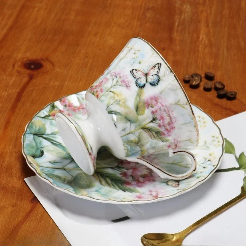Assiette Rétro Fleurie en Céramique pour Thé