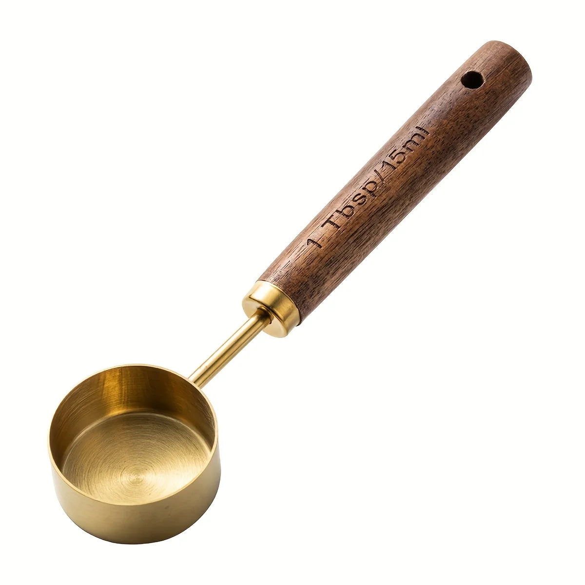 Cuillère Doseuse à Café en Acier Inoxydable — Cuillère à Mesurer avec Manche en Noyer LS05 - Dorée, photo 8
