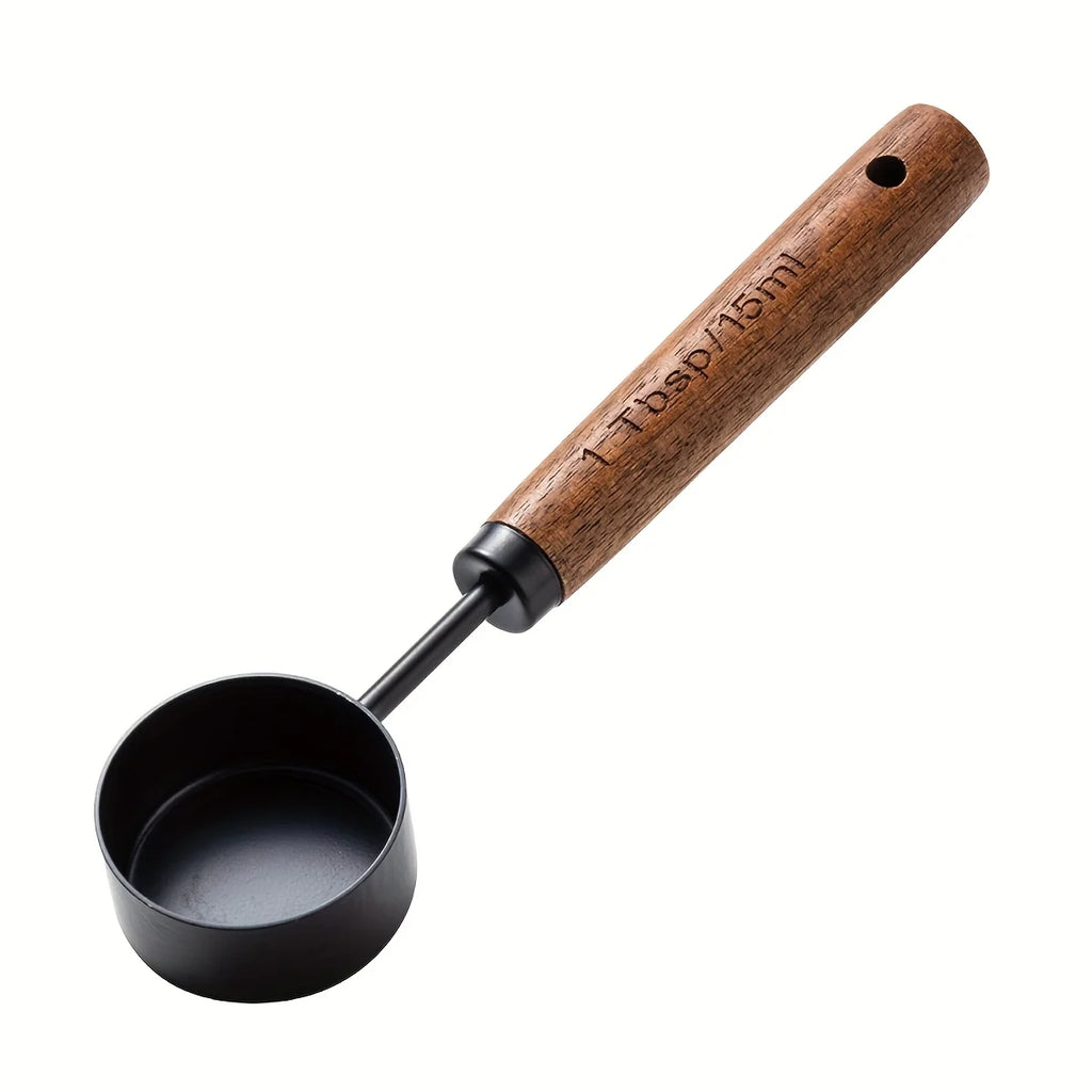 Cuillère Doseuse à Café en Acier Inoxydable — Cuillère à Mesurer avec Manche en Noyer LS05 - Noire, photo 9