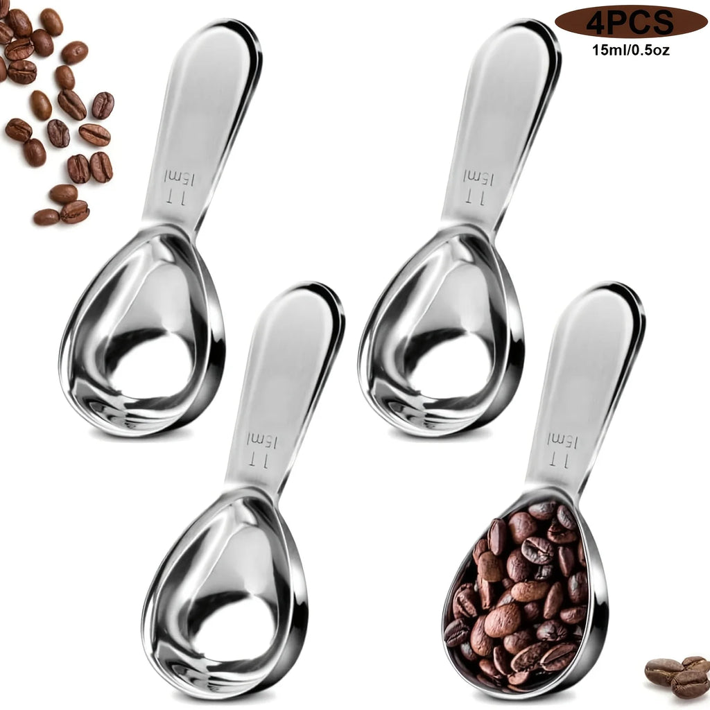 Cuillères Doseuses Courtes en Acier Inoxydable 430 — Cuillères Argentées 4 Pièces, photo 9