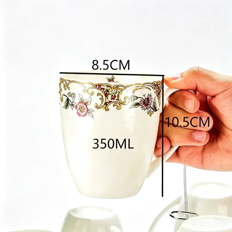 Ensemble De 6 Tasses En Porcelaine Fine Avec Support