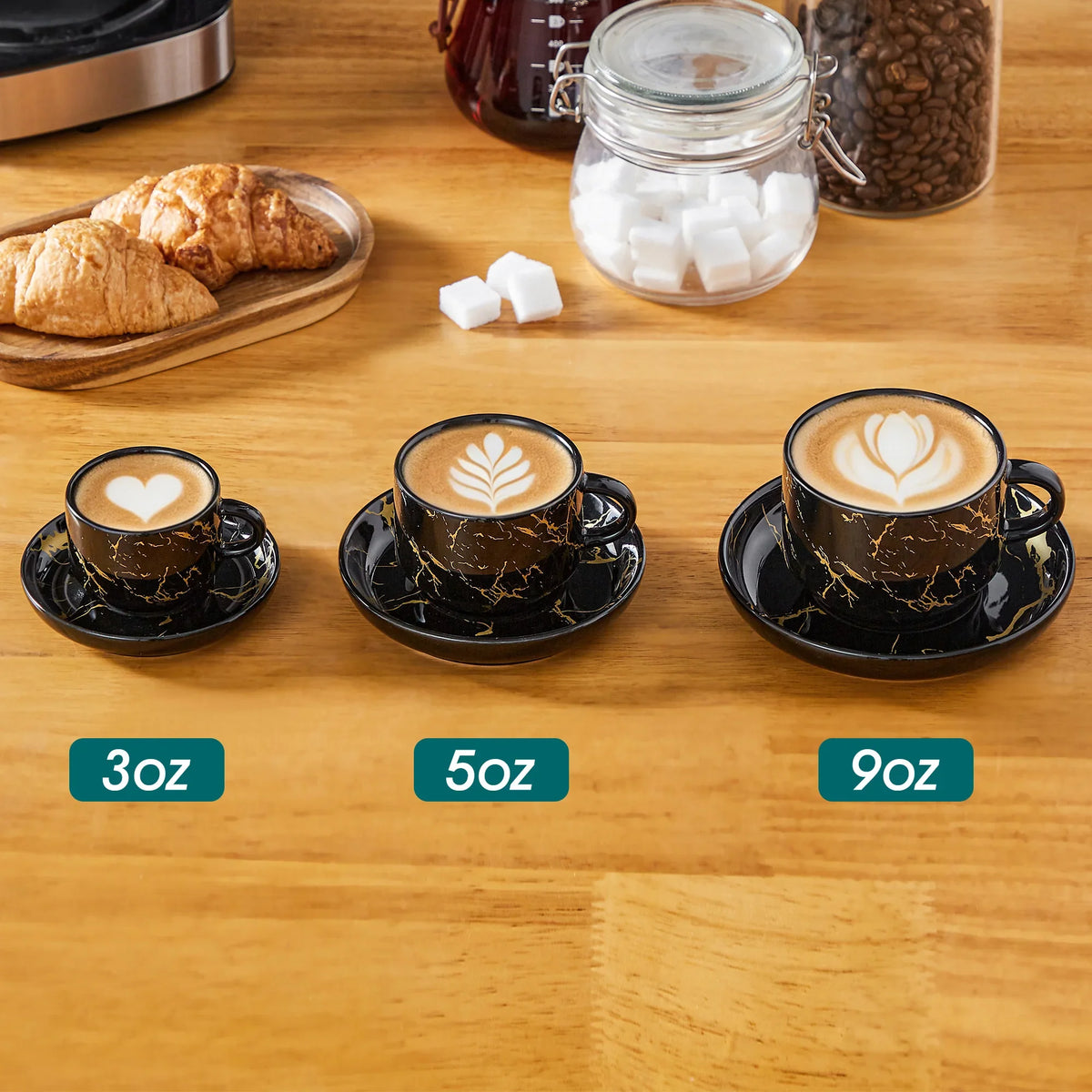Ensemble De Tasses À Expresso En Porcelaine Avec Soucoupe Et Support Métallique