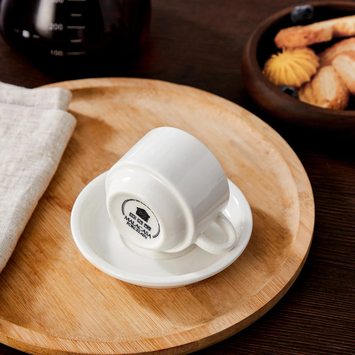 Ensemble De Tasses En Porcelaine Avec Soucoupes Et Support Métal Image