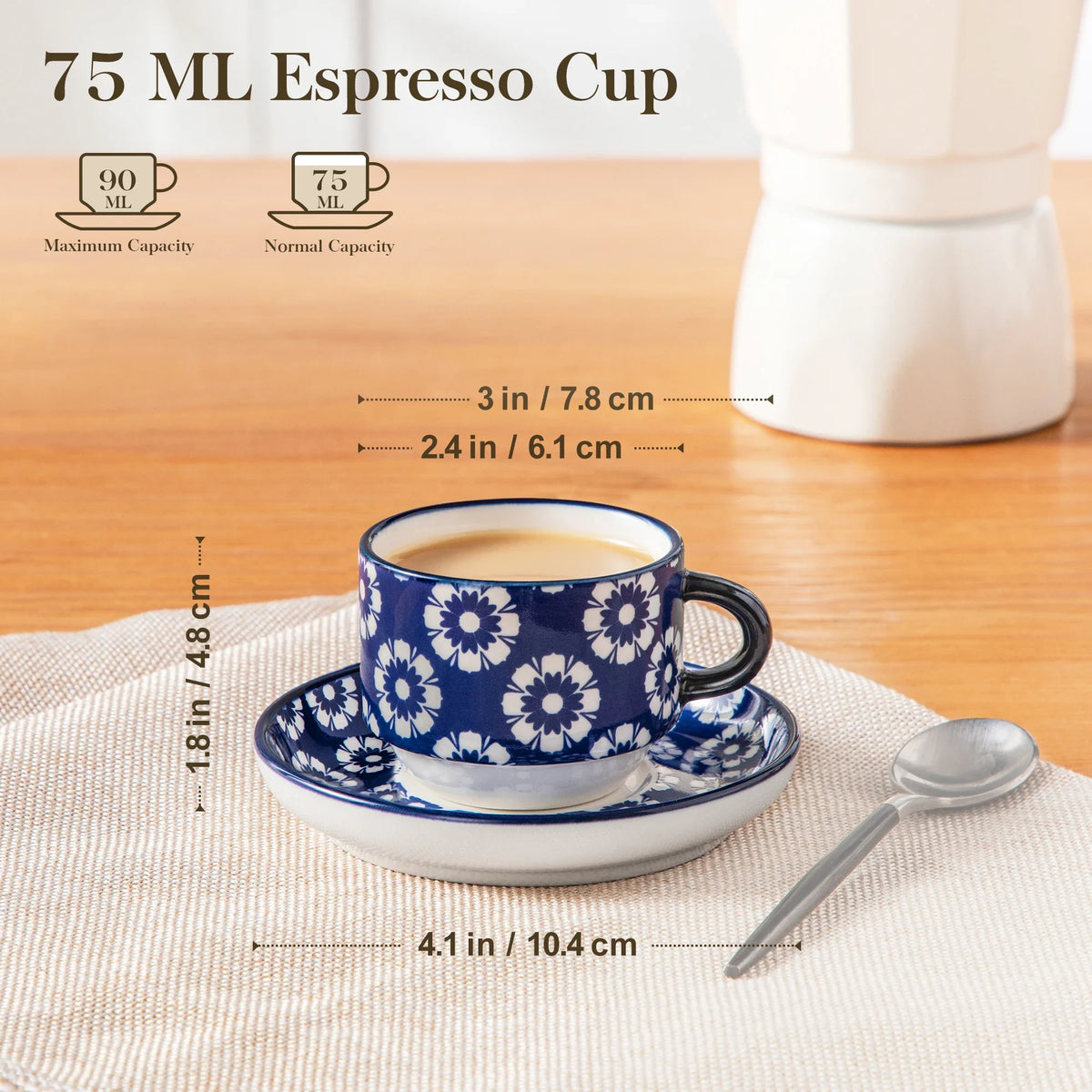 Ensemble de Tasses en Porcelaine Blanche avec Soucoupes et Support Métal