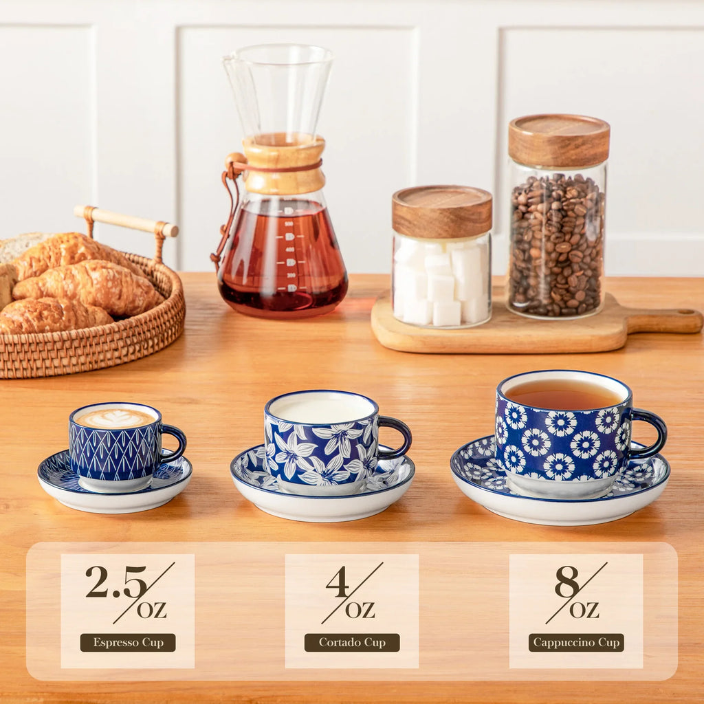 Ensemble de Tasses en Porcelaine Blanche avec Soucoupes et Support Métal