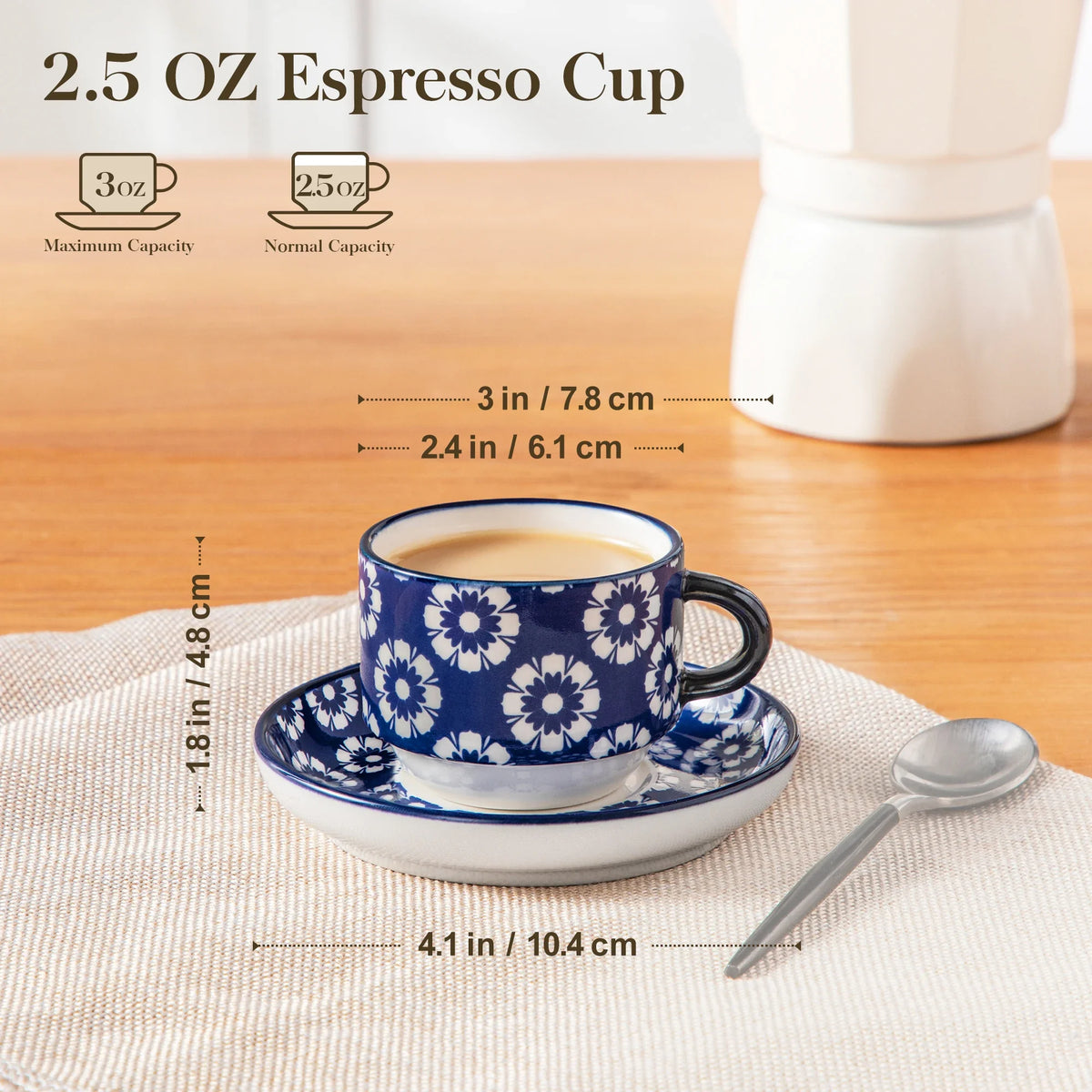 Ensemble de Tasses en Porcelaine Blanche avec Soucoupes et Support Métal Image