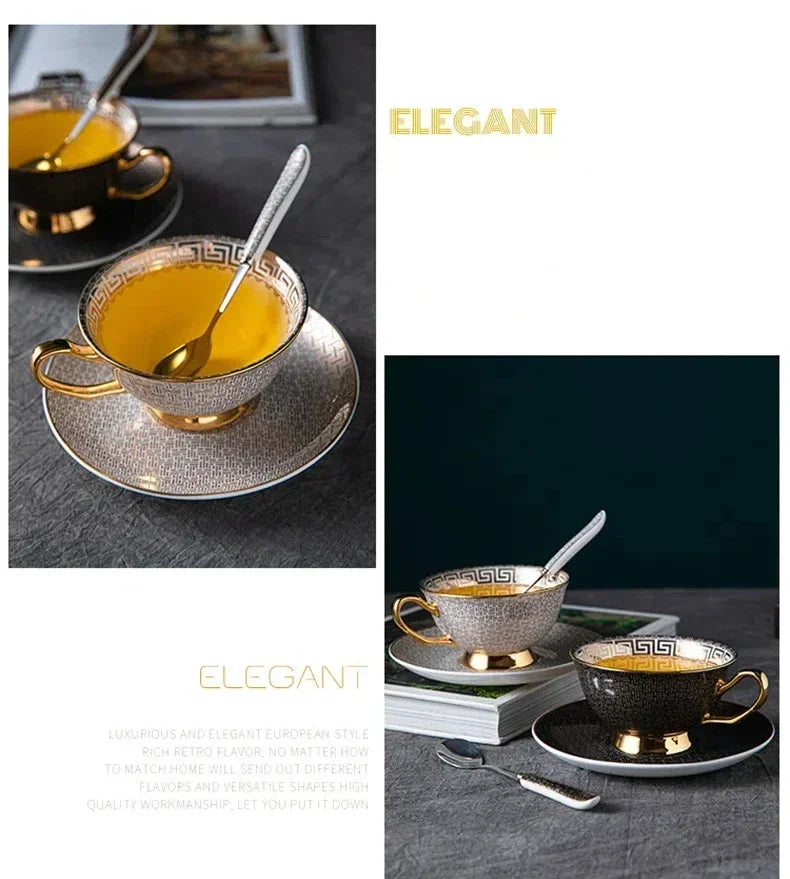 Ensemble Tasse À Café En Porcelaine À Carreaux