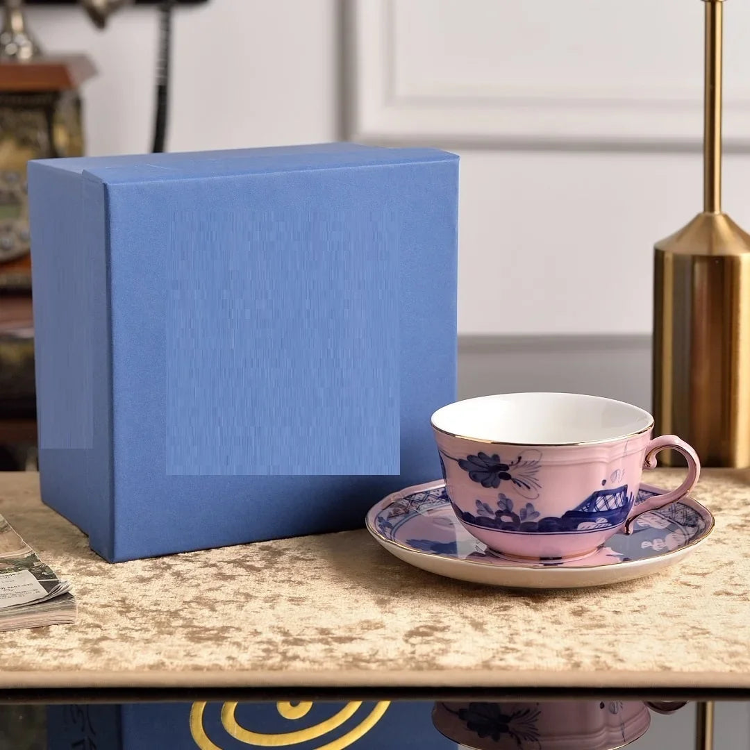 Ensemble Tasse à Café Et Soucoupe en Céramique Peinte