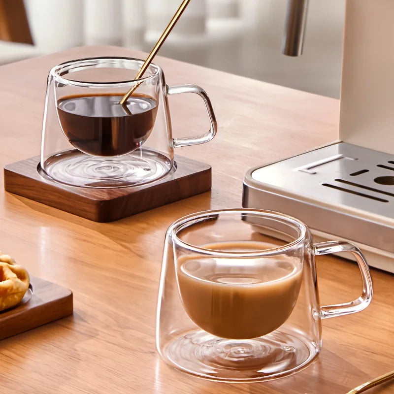Lot de 2 Tasses à Café en Verre Double Paroi