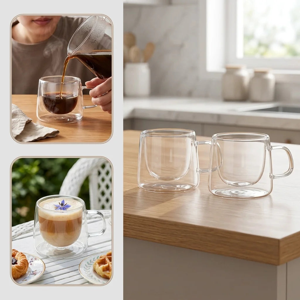 Lot de 2 Tasses à Café en Verre Double Paroi — photo 6