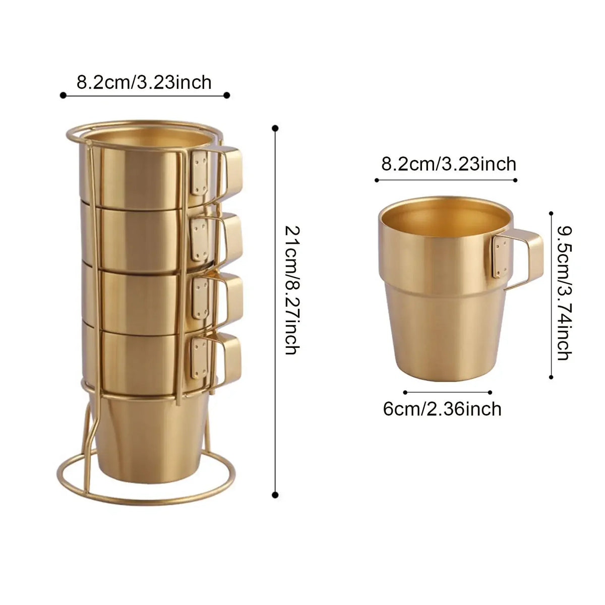 Lot De 4 Tasses À Café Empilables En Acier Inoxydable