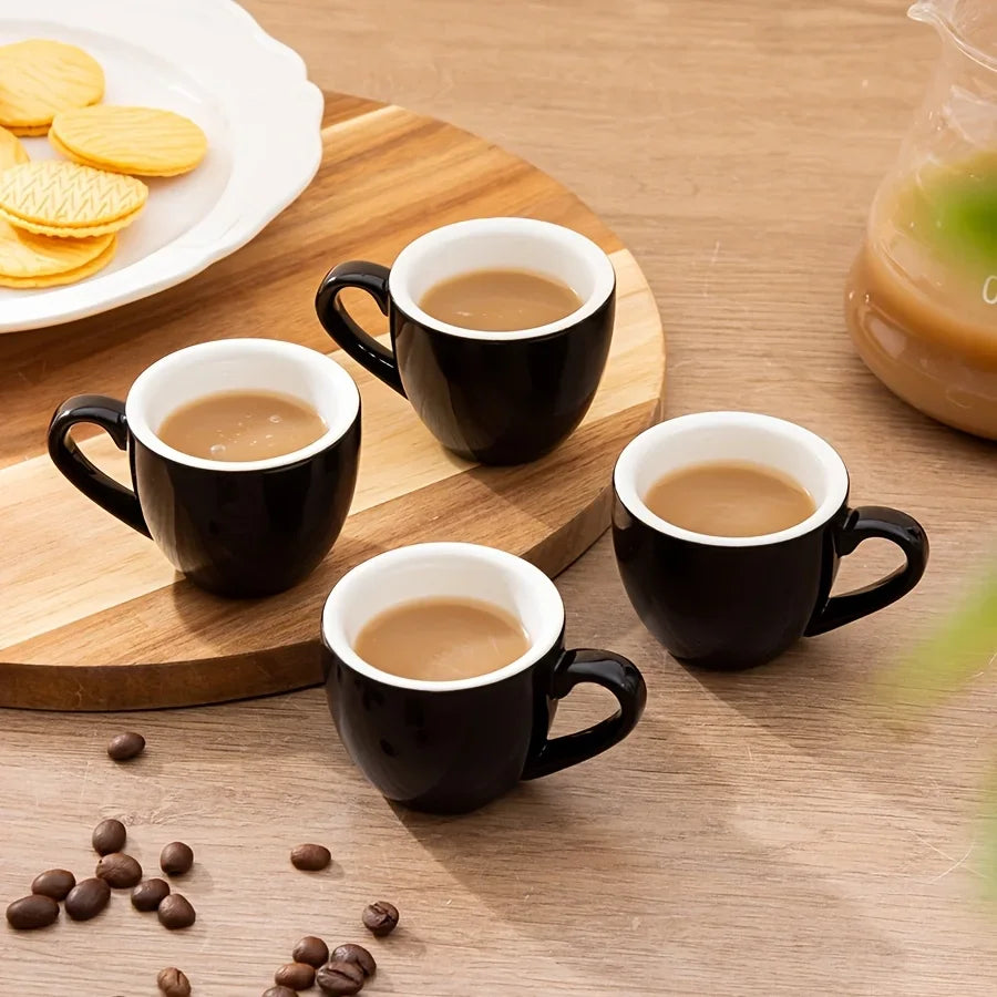 Lot De 4 Tasses à Expresso En Céramique Avec Anse