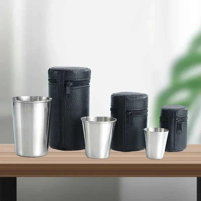 Lot De 4 Tasses Empilables en Acier Inoxydable pour Camping