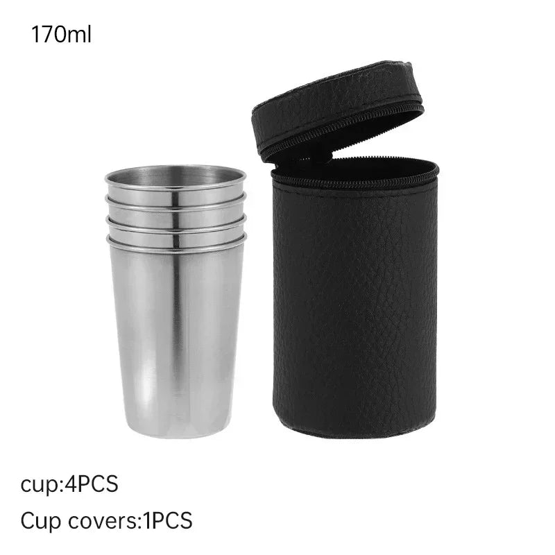 Lot De 4 Tasses Empilables en Acier Inoxydable pour Camping