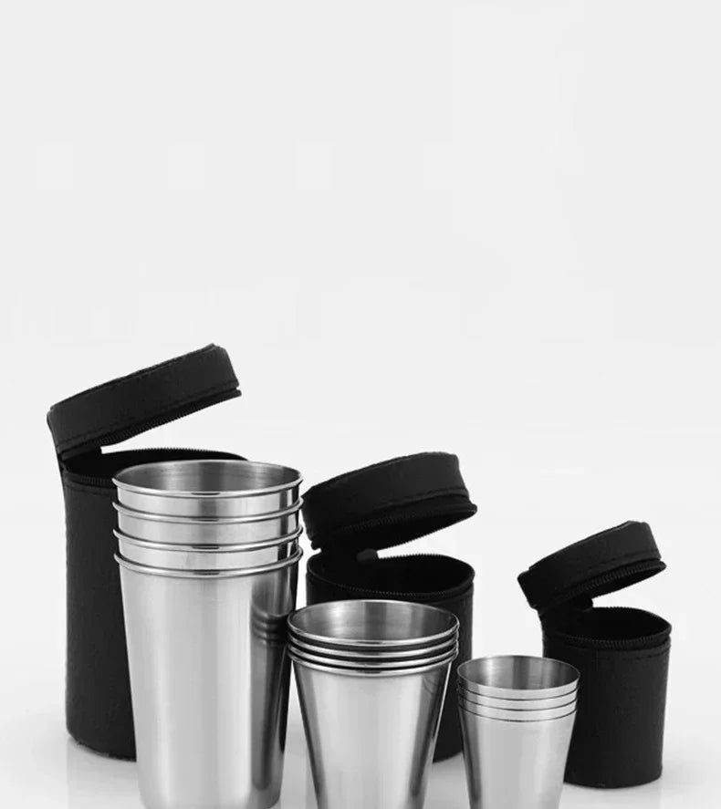Lot De 4 Tasses Empilables en Acier Inoxydable pour Camping