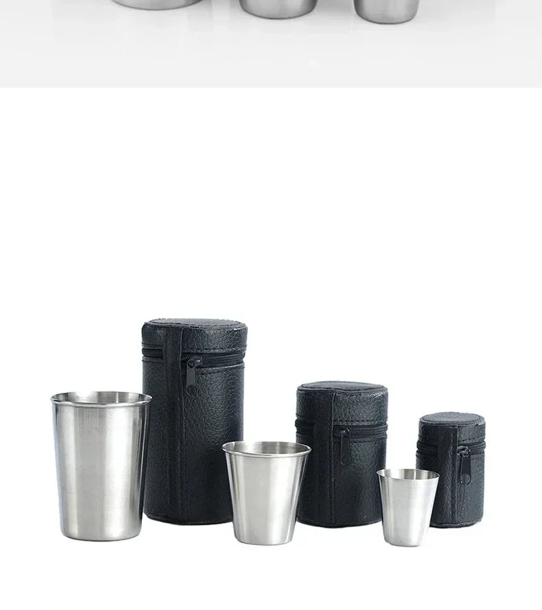 Lot De 4 Tasses Empilables en Acier Inoxydable pour Camping