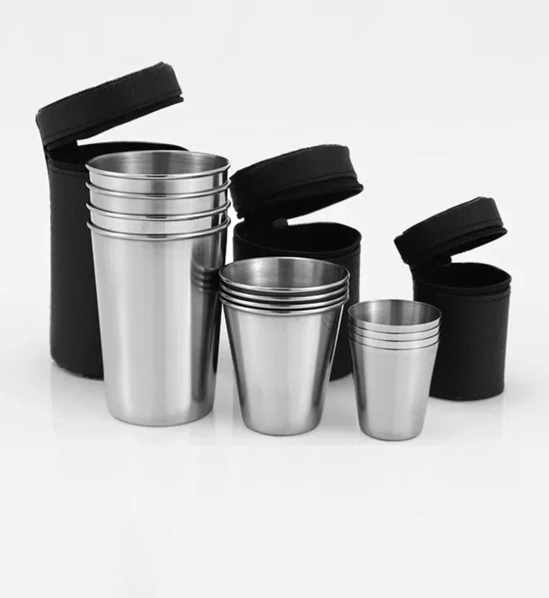 Lot De 4 Tasses Empilables en Acier Inoxydable pour Camping