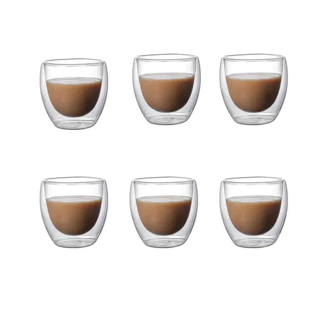 Lot De 6 Tasses En Verre À Double Paroi 80 Ml