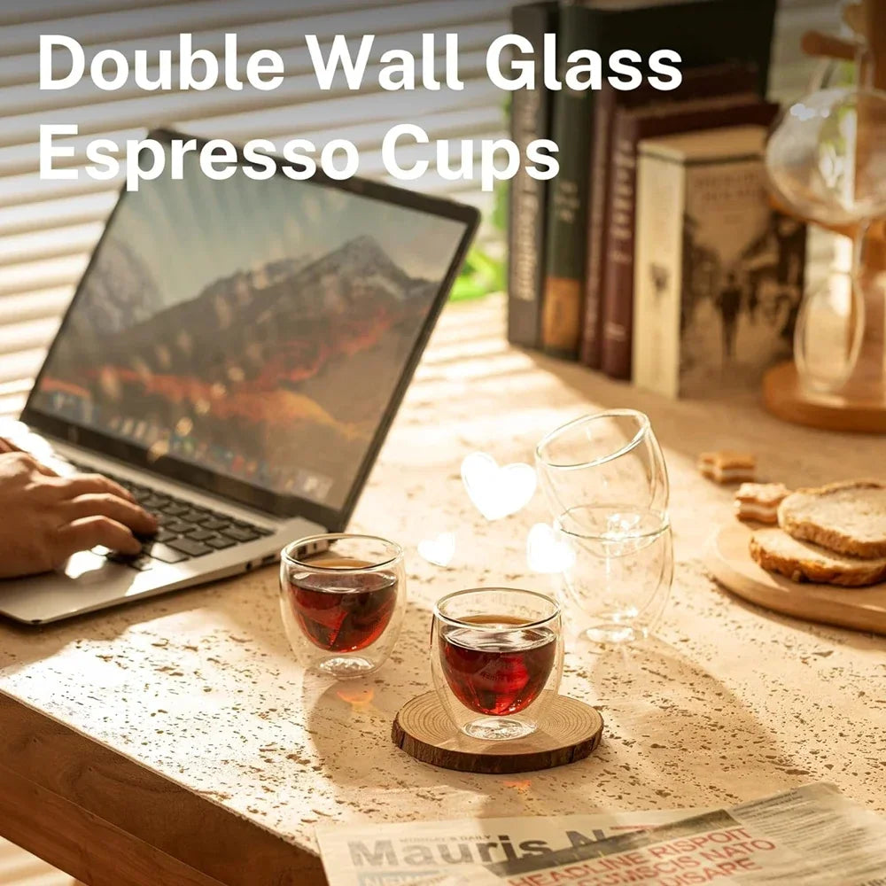 Lot De 6 Tasses En Verre À Double Paroi 80 Ml