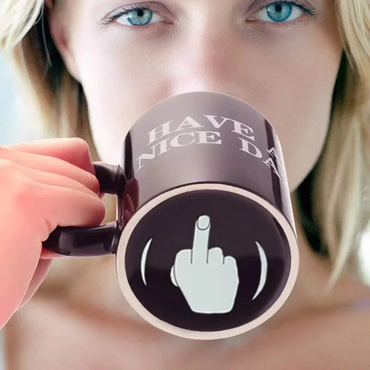 Mug en Céramique Doigt du Milieu Vertical Amusant
