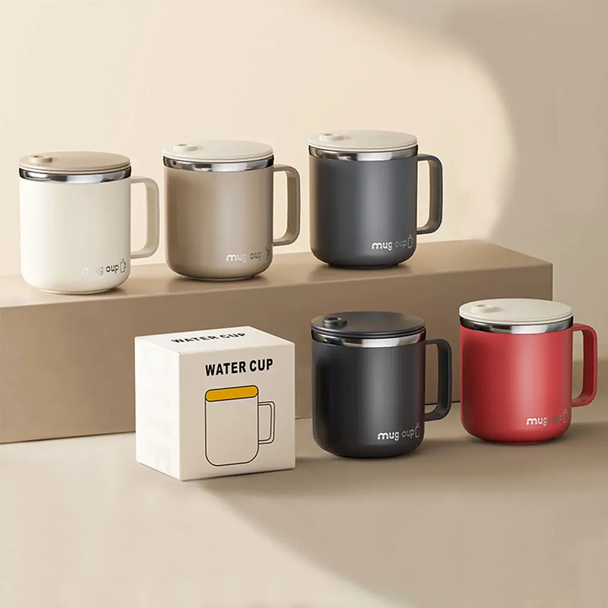 Mug Isotherme 400 Ml Acier Inox Double Paroi Avec Couvercle