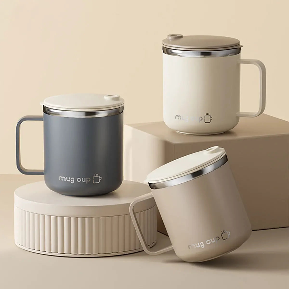 Mug Isotherme 400 Ml Acier Inox Double Paroi Avec Couvercle