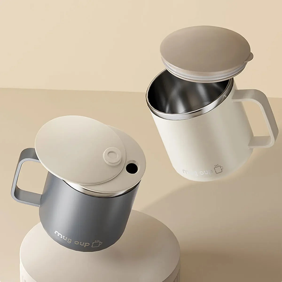 Mug Isotherme 400 Ml Acier Inox Double Paroi Avec Couvercle