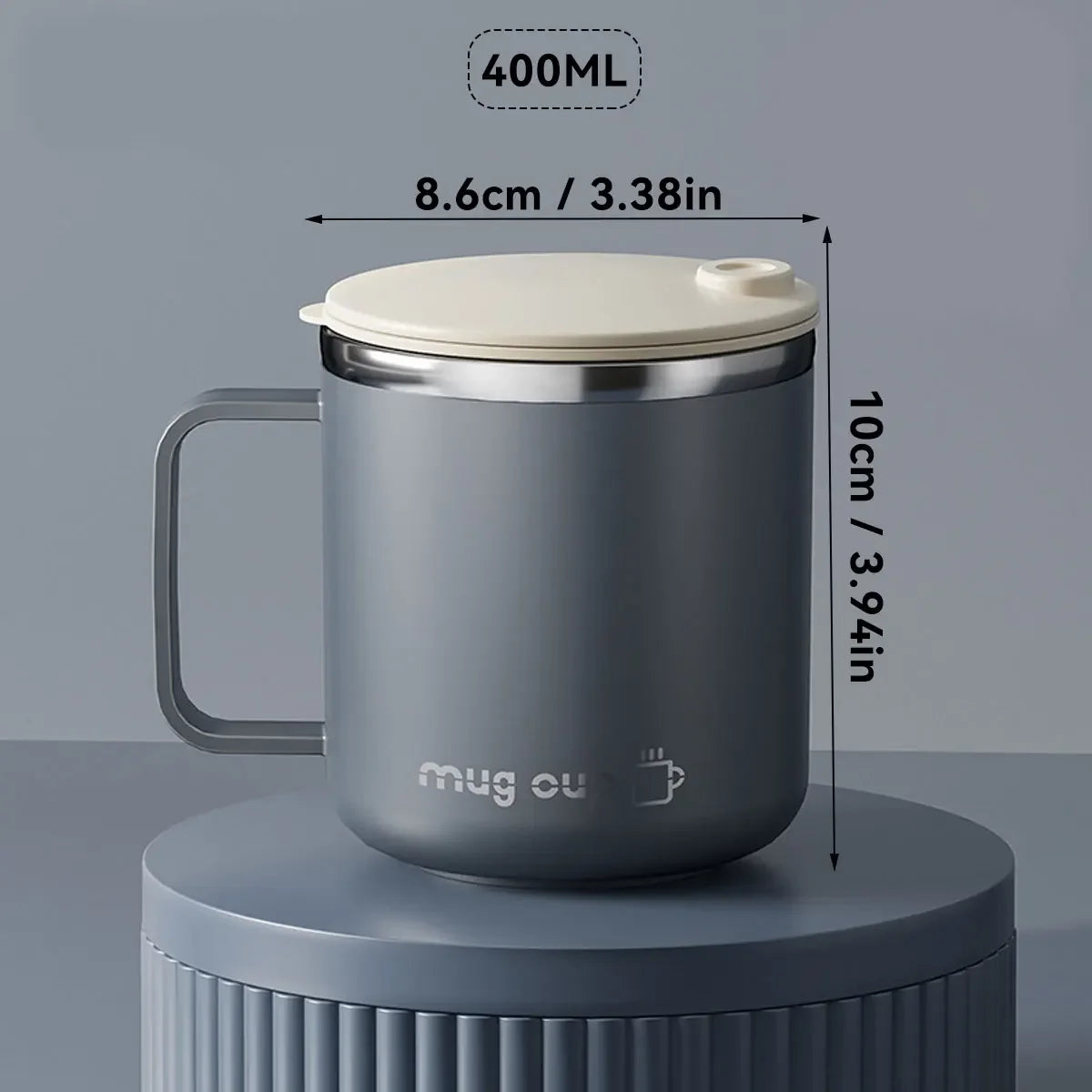 Mug Isotherme 400 Ml Acier Inox Double Paroi Avec Couvercle