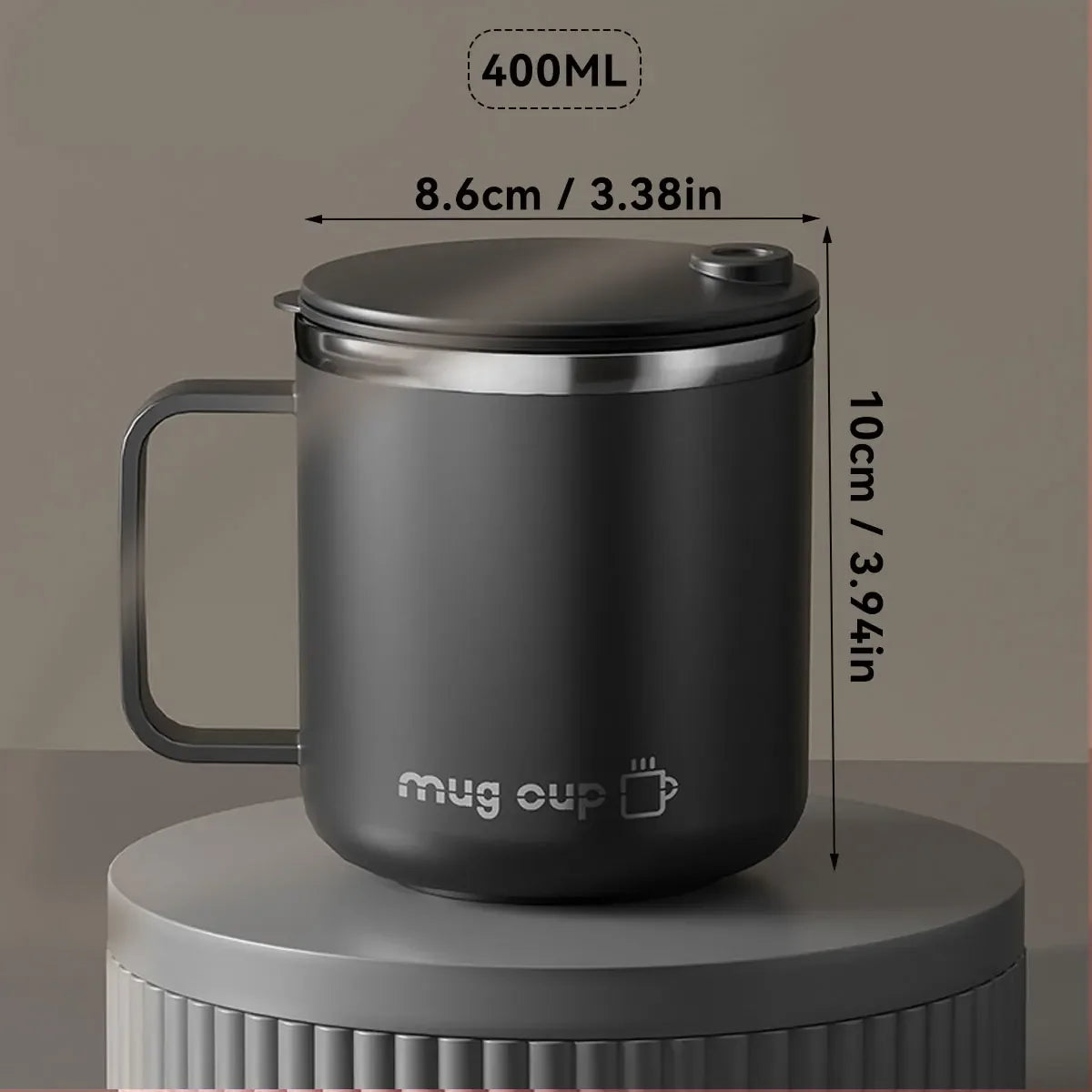 Mug Isotherme 400 Ml Acier Inox Double Paroi Avec Couvercle