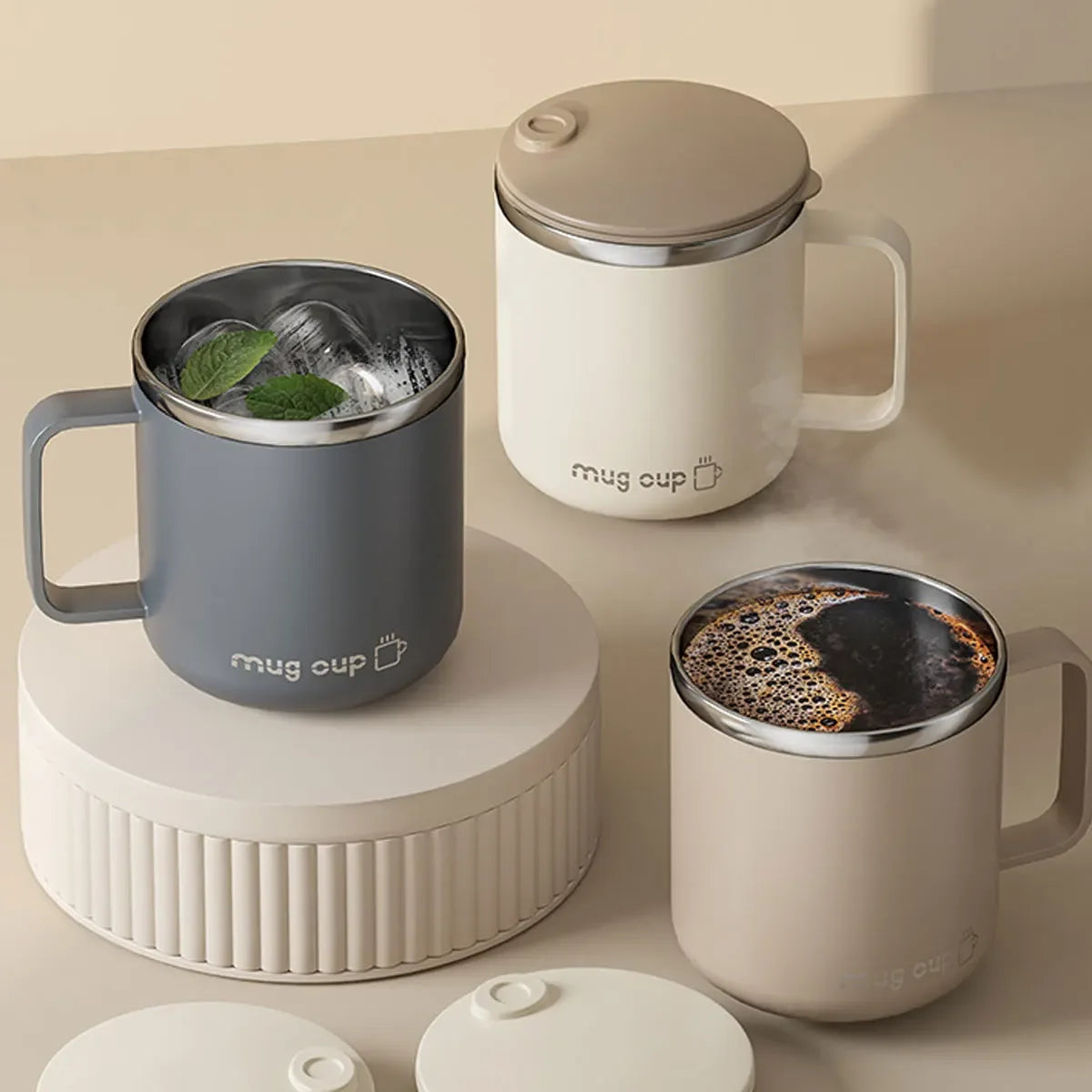 Mug Isotherme 400 Ml Acier Inox Double Paroi Avec Couvercle