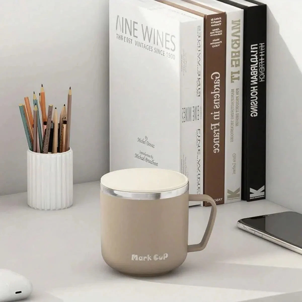 Mug Isotherme 400 Ml Acier Inox Double Paroi Avec Couvercle