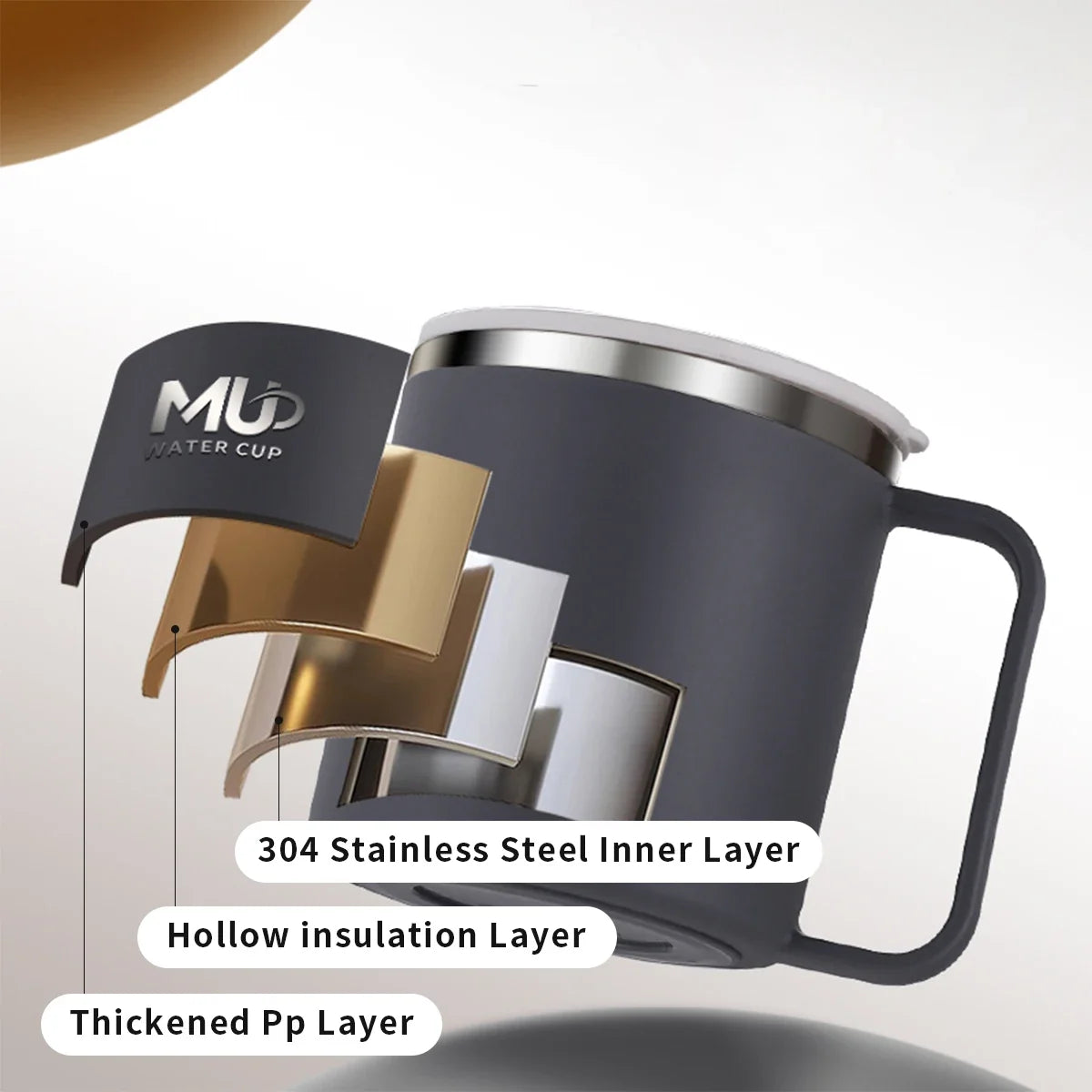 Mug Isotherme 400 Ml Acier Inox Double Paroi Avec Couvercle