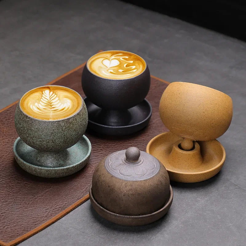 Petite Tasse à Café Ronde en Céramique avec Soucoupe
