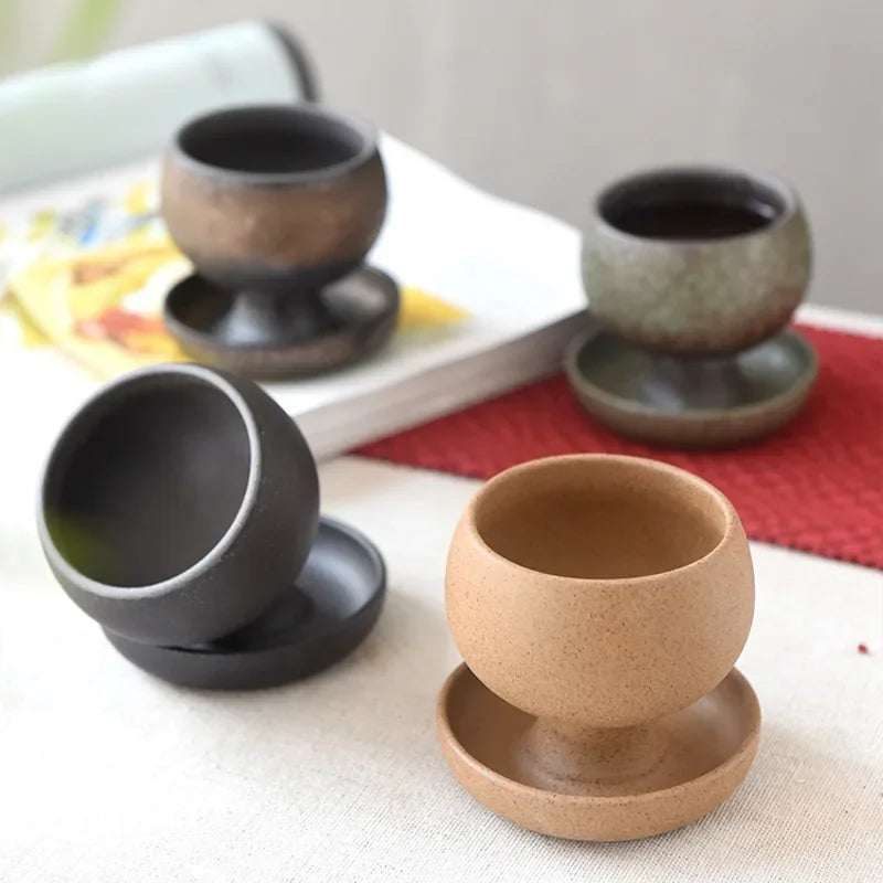 Petite Tasse à Café Ronde en Céramique avec Soucoupe
