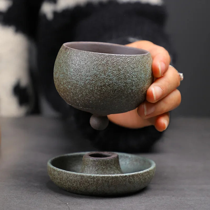 Petite Tasse à Café Ronde en Céramique avec Soucoupe