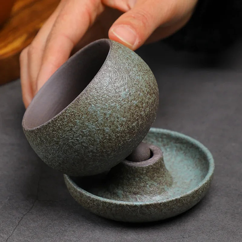 Petite Tasse à Café Ronde en Céramique avec Soucoupe
