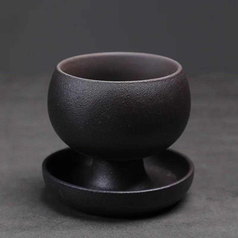 Petite Tasse à Café Ronde en Céramique avec Soucoupe