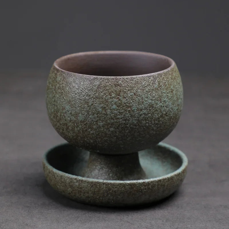 Petite Tasse à Café Ronde en Céramique avec Soucoupe