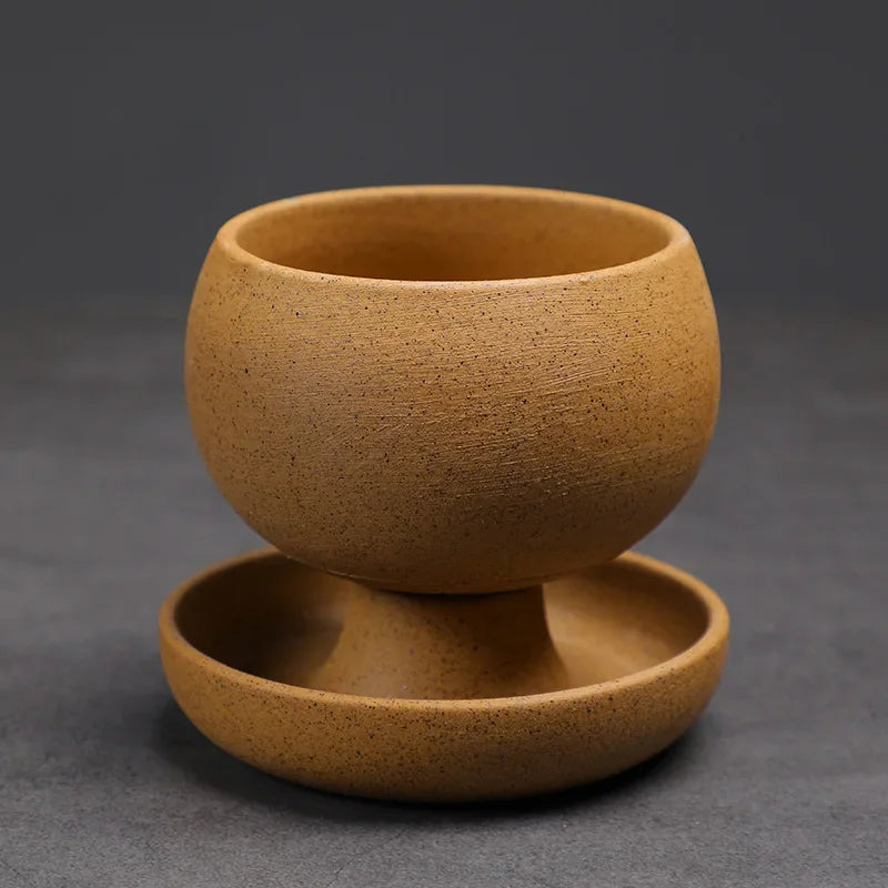 Petite Tasse à Café Ronde en Céramique avec Soucoupe