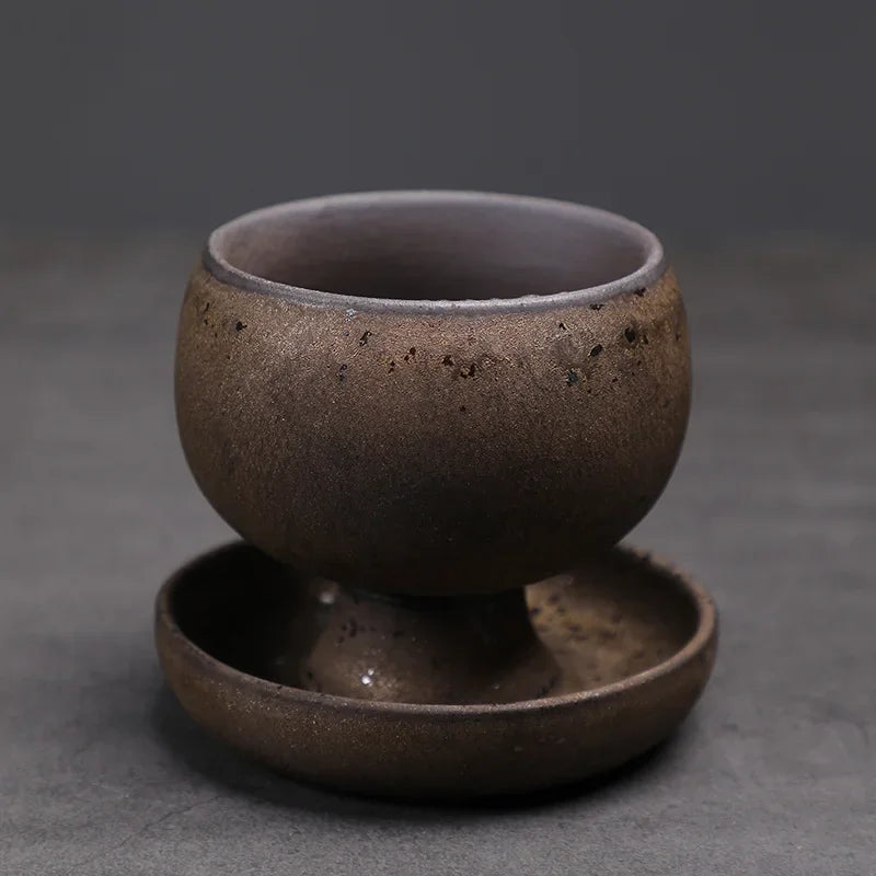 Petite Tasse à Café Ronde en Céramique avec Soucoupe