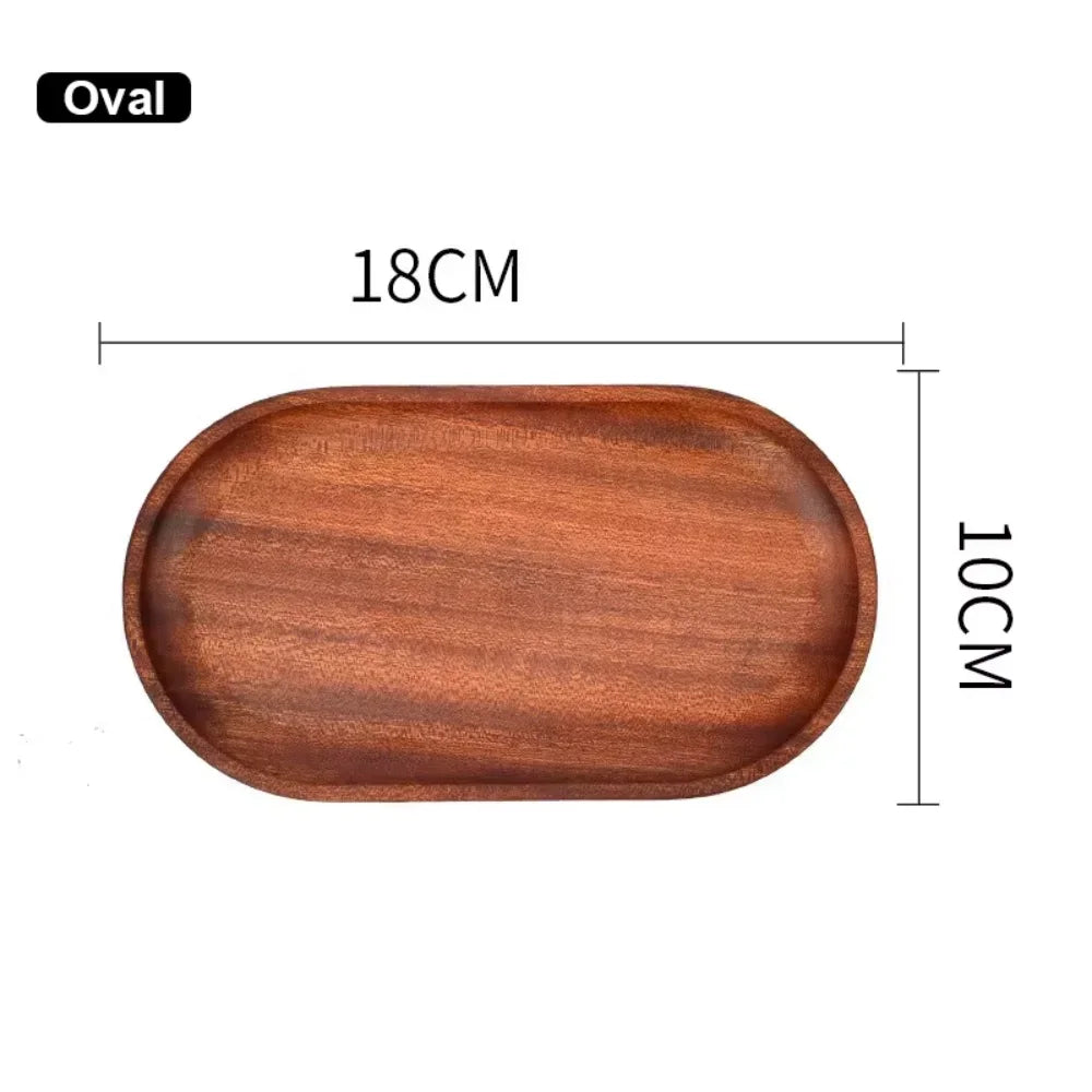 Plateau à Café en Bois Noyer Ovale et Rectangulaire