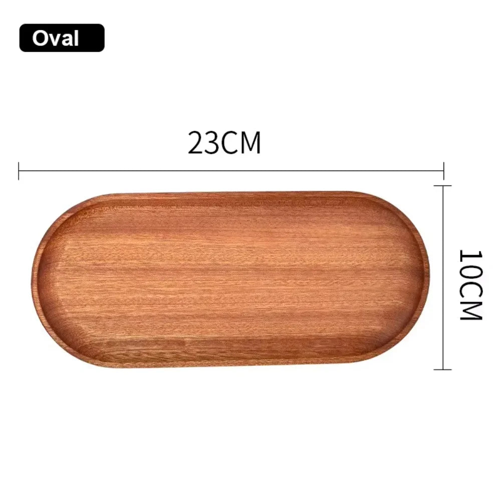 Plateau à Café en Bois Noyer Ovale et Rectangulaire