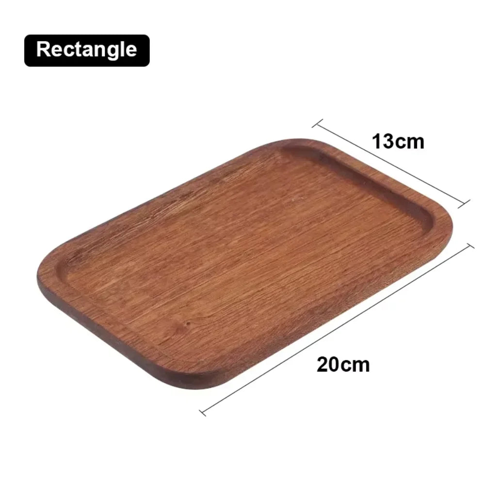 Plateau à Café en Bois Noyer Ovale et Rectangulaire