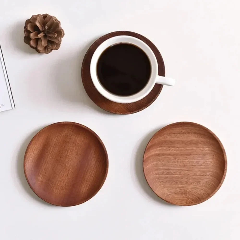 Plateau à Café en Bois Noyer Ovale et Rectangulaire
