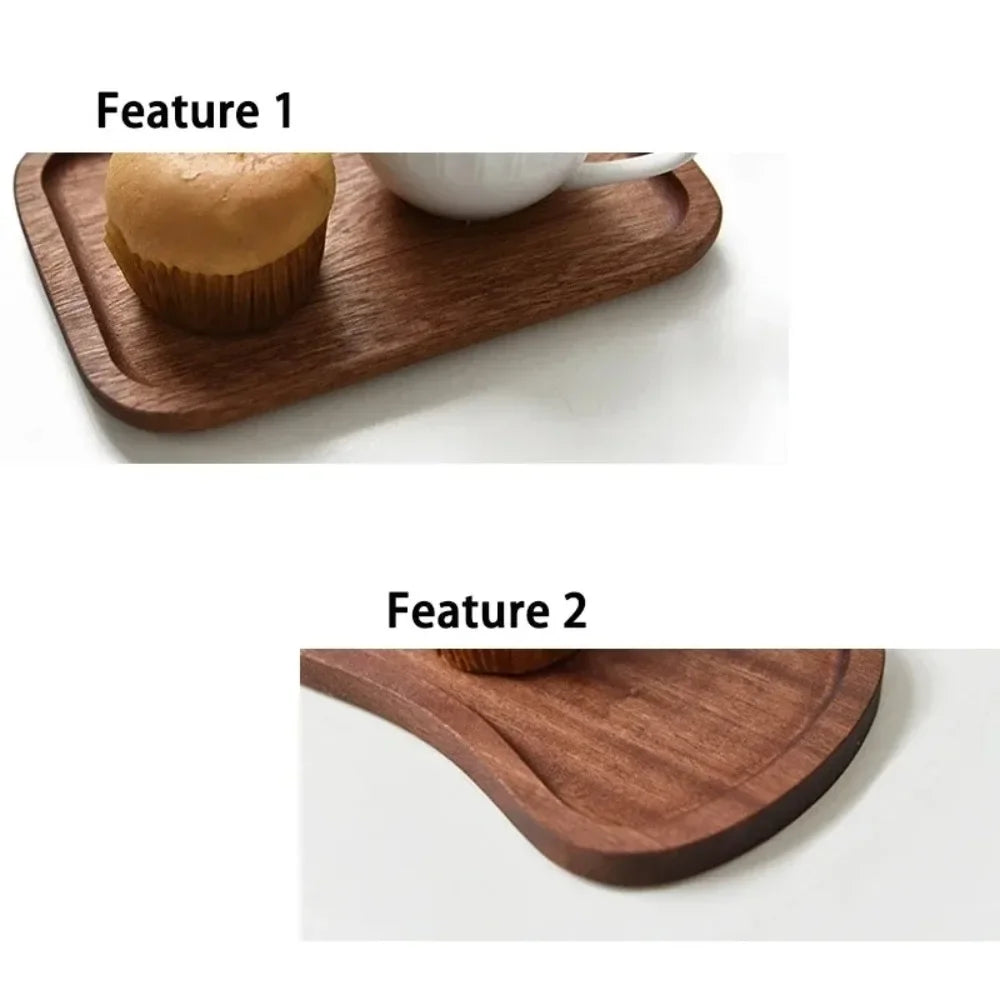 Plateau à Café en Bois Noyer Ovale et Rectangulaire
